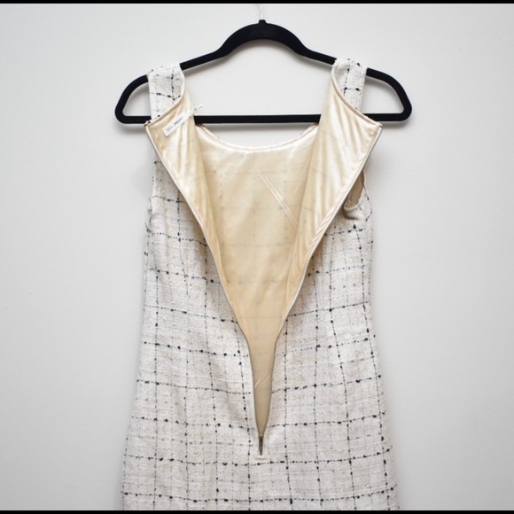 Blu Pepper cream windowpane print mini sheath Med - Picture 3 of 7